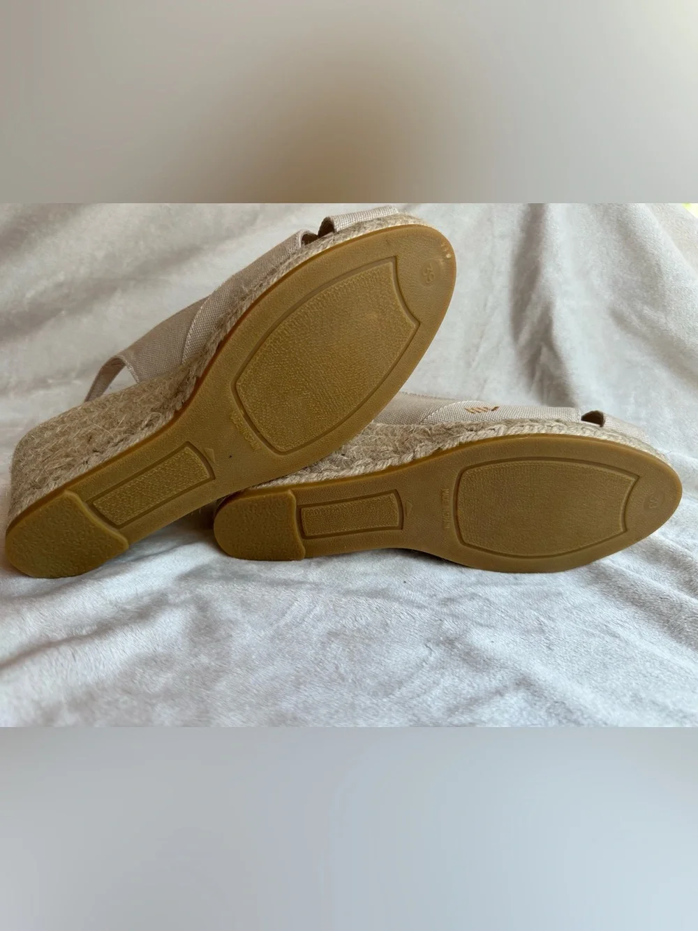 VISCATA Beige Canvas Espadrille Slingback Wedge Sandals